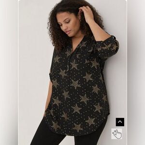 Torrid Harper Georgette Pullover 3/4 Sleeve Tunic Blouse